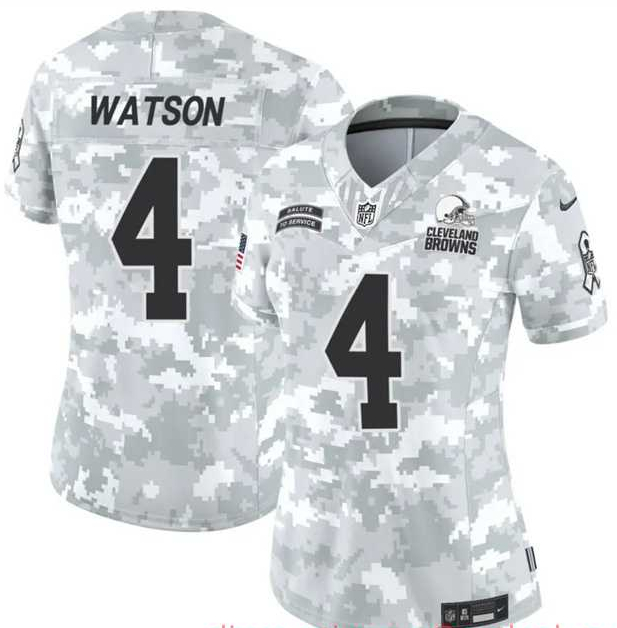 Womens Cleveland Browns #4 Deshaun Watson 2024 F.U.S.E Arctic Camo Salute To Service Limited Stitched Jersey Dzhi